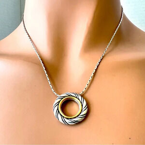 Brighton Inner Circle Reversible Necklace Two Tone & Crystal.